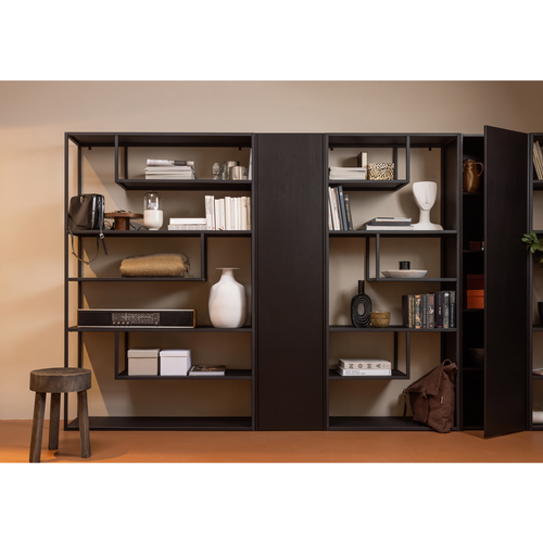 WOOOD vakkenkast Teun - Metaal - Zwart - 188x85x35