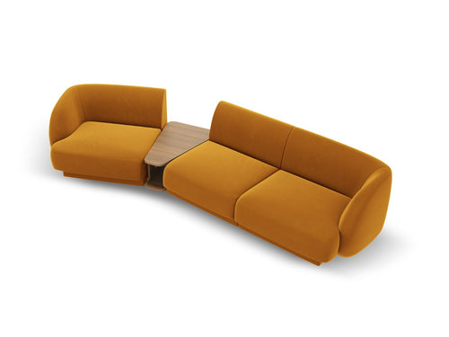 Micadoni - Linker modulaire bank "Miley" 3 zitplaatsen, flueel, geel - 126x303x70cm