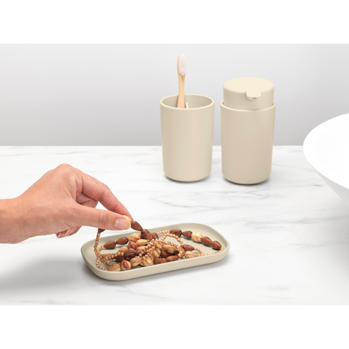 Brabantia ReNew Badkameraccessoire-set, zeepdispenser, tandenborstelhouder en schaal - Soft Beige