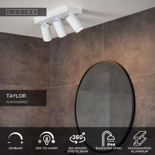 Lucide plafondspot badkamer TAYLOR - 3xGU10 - Wit
