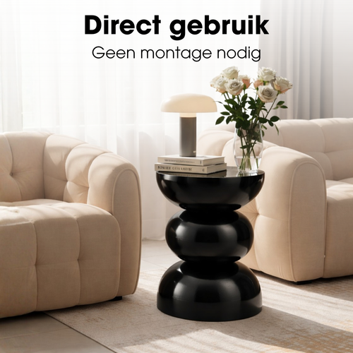 Mica Decorations Luna Bijzettafel - H46 x Ø32 cm - IJzer - Zwart