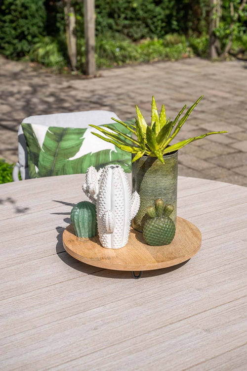 Edison tafel rond - 122 cm - taupe - light teak Vironwood - vtwonen shop