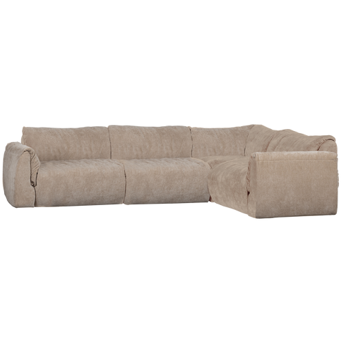 WOOOD hoekbank rechts Baggy - 3D Chenille - Zand - 81x396x214 - vtwonen shop