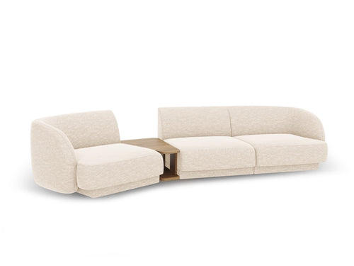 Micadoni linker modulaire bank Miley 3-zits, chenille, lichtbeige - 126x303x70cm