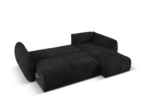 Cosmopolitan Design Converteerbare hoekbank rechts met opbergdoos Matera 4-zits, chenille, zwart - 173x253x86cm
