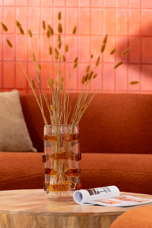 J-Line vaas Pebbles - glas - amber/transparant - large - Ø 17 cm - vtwonen shop