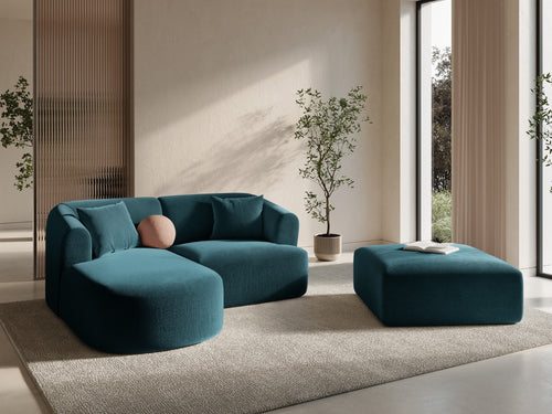 Cosmopolitan Design Modulaire hoekbank links Campi 3-zits, flueel diepe olie - 156x180x70cm