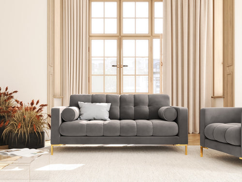 Cosmopolitan Design Bank Bali 2-zits, flueel, lichtgrijs - 96x152x75cm