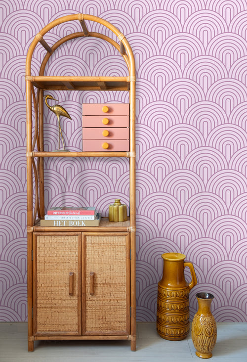 ESTAhome behang art deco bogen lila paars - 50 x 900 cm - 131768