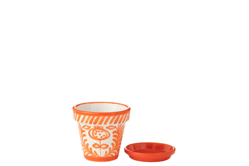 J-Line bloempot Granada Handmade + Painted - keramiek - oranje - small - Ø 21 cm - vtwonen shop