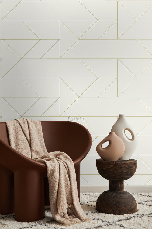 Origin Wallcoverings behang grafische lijnen beige en goud - 0,53 x 10,05 m - 347720 - vtwonen shop