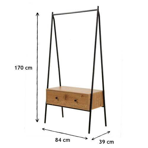 Calicosy - Zwart metalen kleerkast met 1 lade JILL - 39x84x170 cm