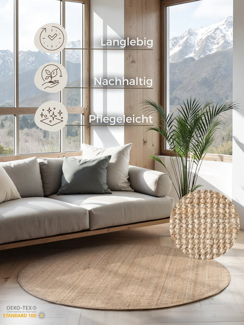 Hanse Home Bouclé Jute Rug Jaipur Natural Golden 160x230 cm