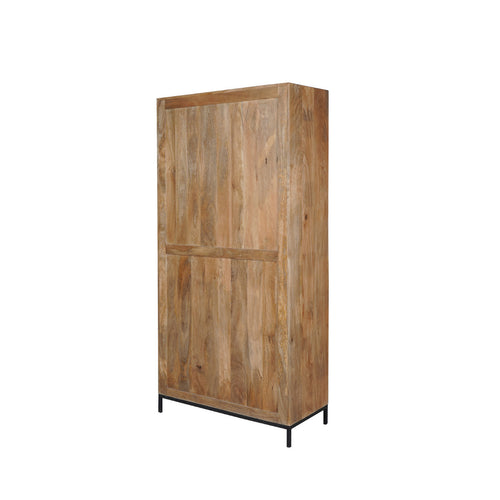 StarFurn Vitrinekast RichWood - Naturel Hout - 100x45x200cm
