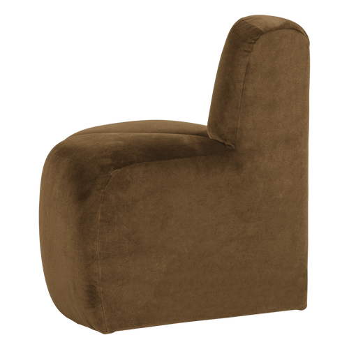 WOOOD eetbank hoek rond rugleuning Mojo - Velvet - Honinggeel - 83x73x73