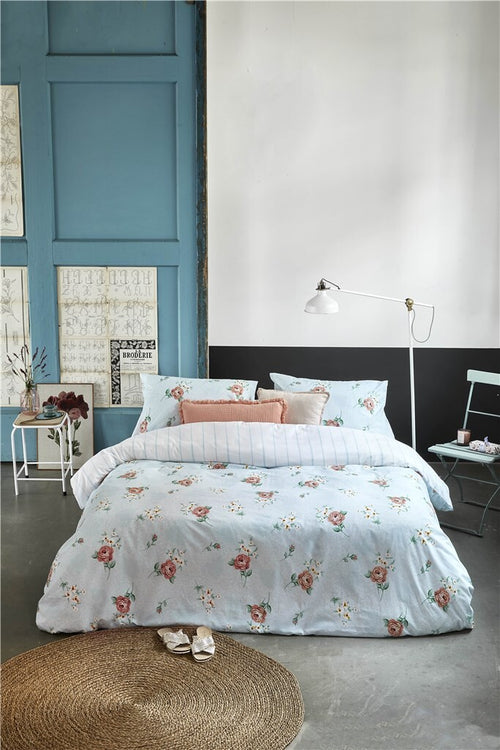 Walra - Dekbedovertrek Red Roses - 200x220 cm - Blauw