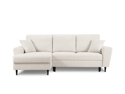 Cosmopolitan Design Uitklapbare hoekbank links met opbergdoos Kyoto 4-zits, boucle, beige - 145x241x88cm