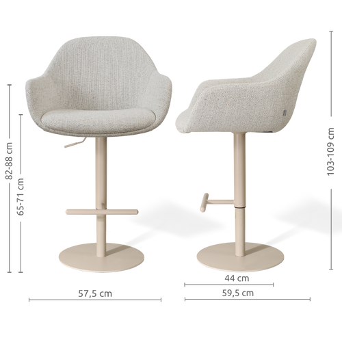 Nolon Niva-Mae tulp barkruk beige gemêleerd verstelbaar - beige poten