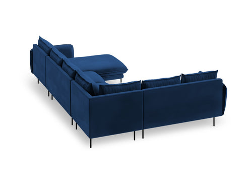 Cosmopolitan Design Panoramische hoekbank links Vienna 7-zits, flueel, koningsblauw - 235x330x95cm
