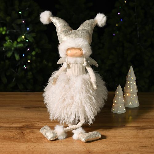 Sia Deco - Kerstfiguurtje Fillette à Asseoir Dreamy - Crème / 63 cm - Crème - Polyester - H63 - vtwonen shop