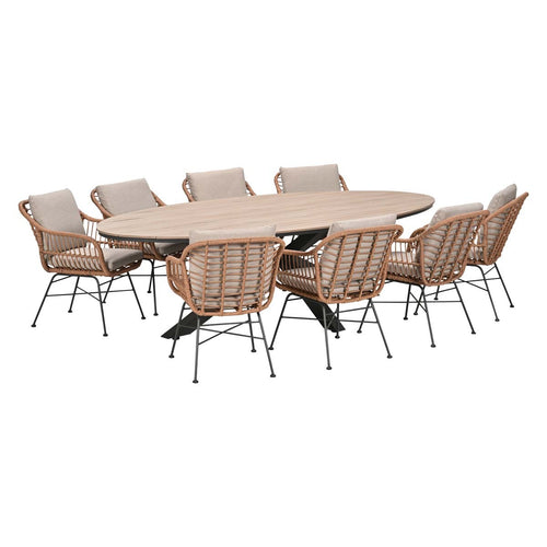 Garden Impressions Tuinset Lucas bruin 9-delig - Tulli tuintafel ovaal 280x140 cm