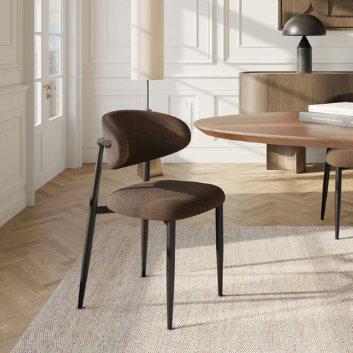 Premium Interiors - Set van 2 stoelen LINA - zacht aanvoelende geweven stof espresso-bruin 52cm