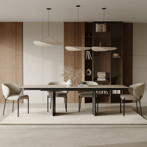 Sia Home - Uitschuifbare tafel voor 8-10 personen ROSE - keramiek beige 180cm