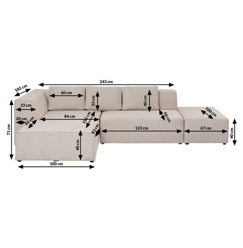 Kare Design Hoekbank Infinity creme links