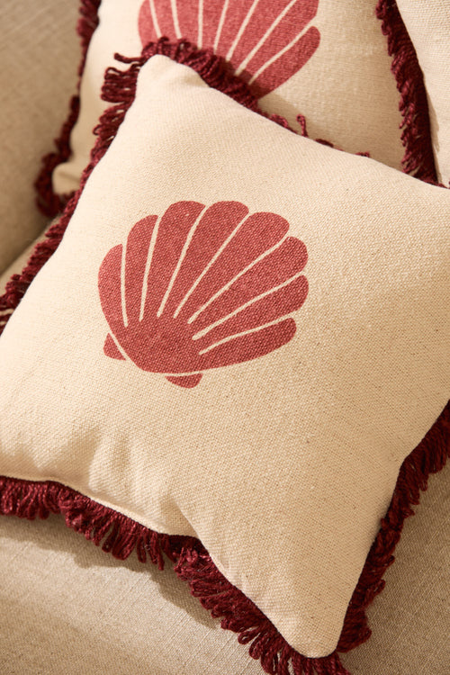 Calma House Kussen Shell - Rood - 32x32