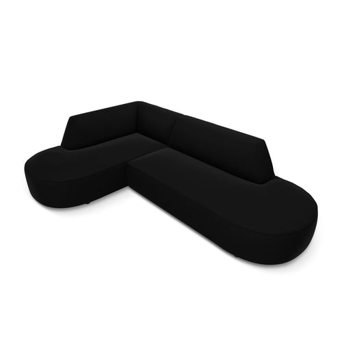 Cosmopolitan Design - Modulaire hoekbank links Siena 4-zits, flueel zwart - 180x273x69cm