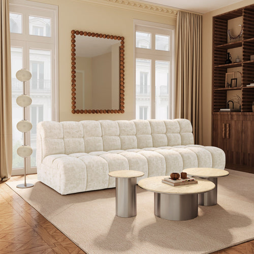 Premium Interiors - Bank SEVEN - gewaafd fluweel crème 243cm