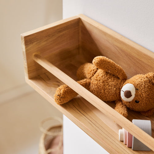 Tikamoon Wandplank voor kinderkamer van massief teakhout 100 cm - Naturel