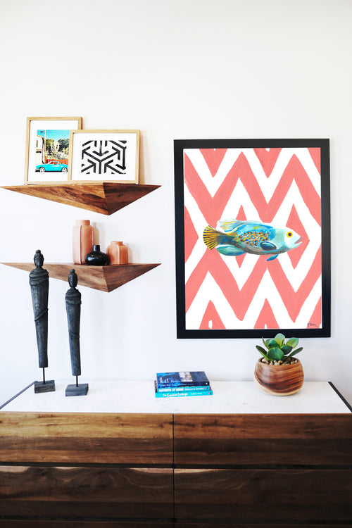 Catchii poster Vis Ikat- meerkleurig - 297x210 cm