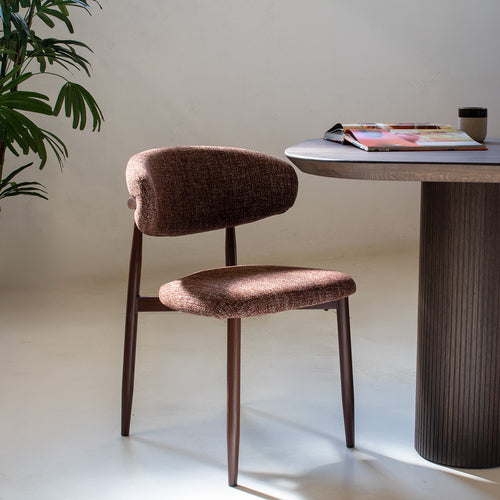 Giga Meubel Eetkamerstoel Alexia - Rood/Walnoot - 52x56x77cm - Set van 2