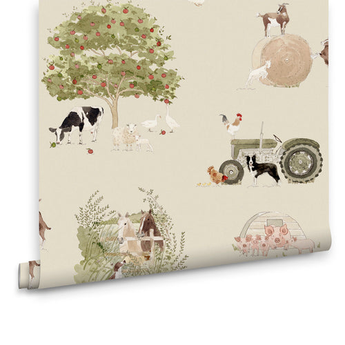 Sophie Allport Vliesbehang Kinderkamer - Farm Friends Hambleton Sage