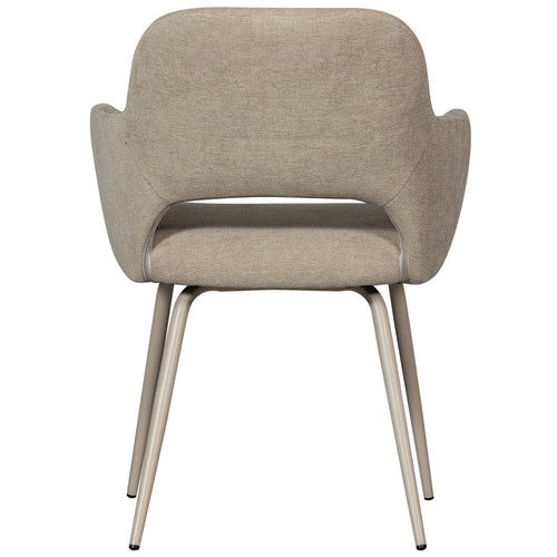 WOOOD eettafel Rhonda - Eiken - Naturel & eetkamerstoelen Jenny - Stof - Naturel - 75x129x129/80x58x58