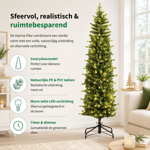 Black Box Trees Harma Kerstboom Pilaarvorm - Kerstboom met Timer & Dimfunctie - Kunstboom met Scharnierconstructie - Kerstversiering met LED