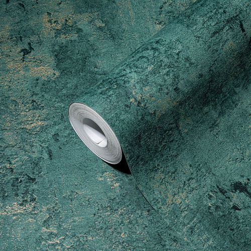 A.S. Création behang steen petrolblauw en goud - 53 cm x 10.05 m - AS-388235 - vtwonen shop