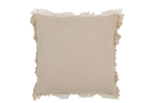 J-Line kussen Franjes Mousseline - katoen - donkerbeige