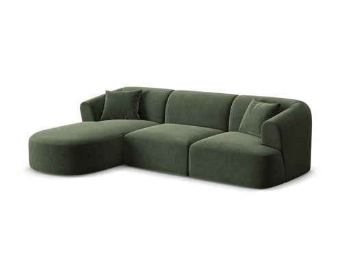 Cosmopolitan Design Modulaire hoekbank links Campi 4-zits, flueel groente - 156x256x70cm
