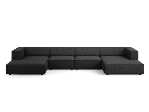Cosmopolitan Design Panoramische bank Arendal 6-zits, chenille, zwart - 166x364x70cm