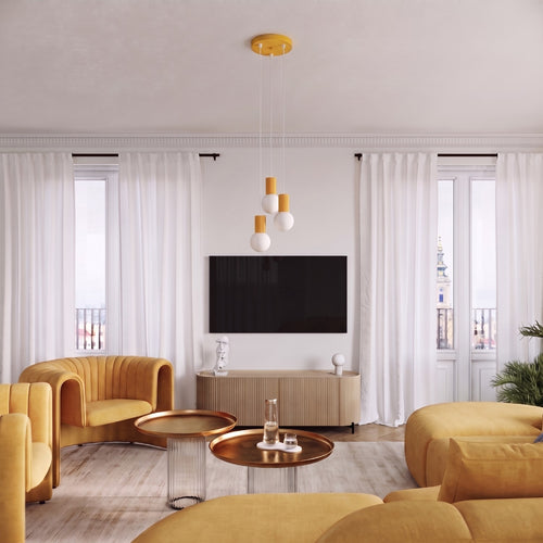 Sollux Lighting Hanglamp HALO 1 geel - 12x12x120cm