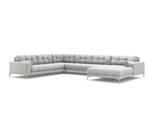 Cosmopolitan Design Panoramische hoekbank links Bali 7-zits, structurele stof, lichtgrijs - 256x327x75cm