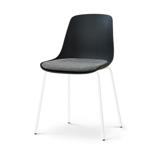 Nolon Nora-Liv eetkamerstoel zwart met zeegrijs zitkussen - wit onderstel - vtwonen shop