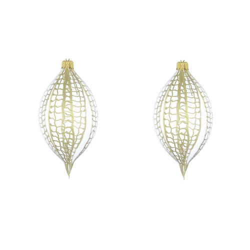 Dagmara kerstbal – langwerpige vorm – glas – set van 2