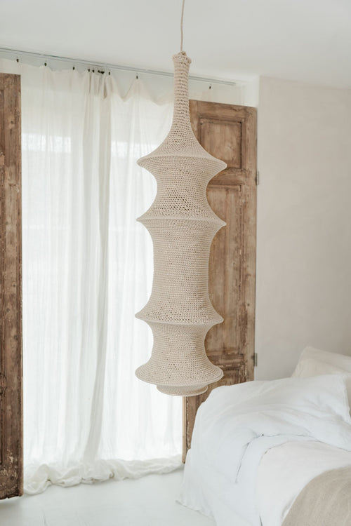 NOA MAY Hanglamp Noa - beige - katoen - Ø 35 x h 110 cm