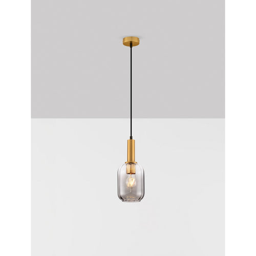 Nova Luce MAHO Slanke hanglamp voor aan het plafond, rookkleurig messing goudkleurig, E27 fitting, 1x12W