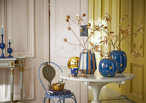 Pip Studio Serveerschaal Rond - Navy/ Goud - 32x12.5cm - vtwonen shop