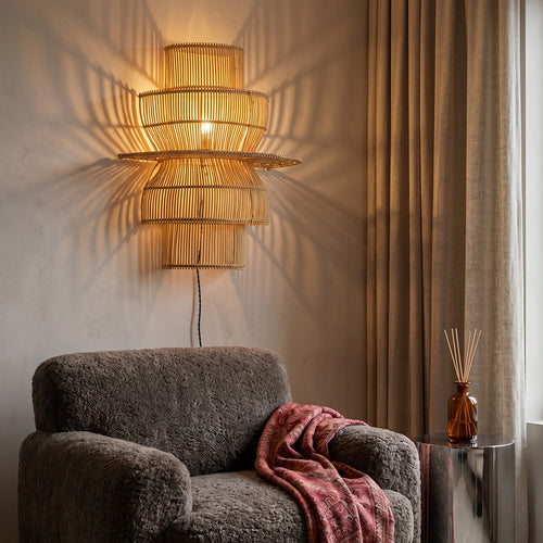 Raw Materials Saturn rotan wandlamp - 33x52x55 cm