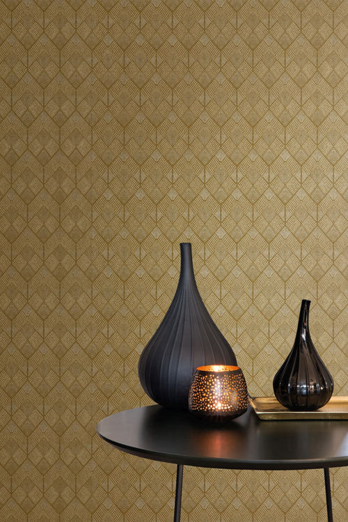 Masureel behang geometrische vormen bruin - 53 cm x 10.05 m - 632320 - vtwonen shop